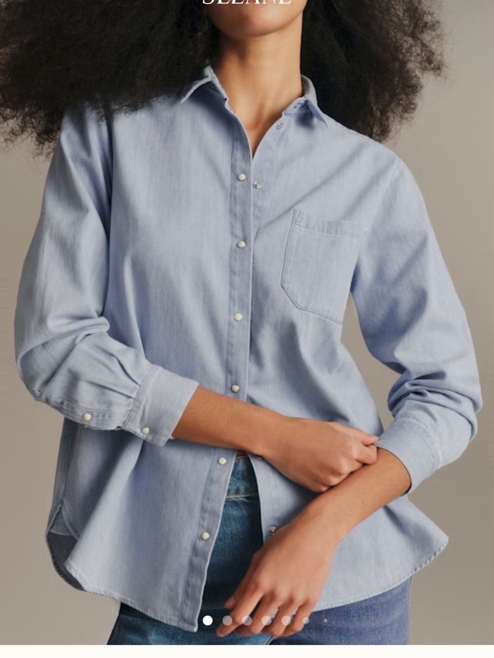 Sezane Women’s Light Blue Denim MAX Shirt, Size 34/4-6
